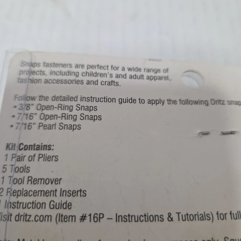 Dritz Plier Only, Snap Pliers, Use With Open Ring Snaps